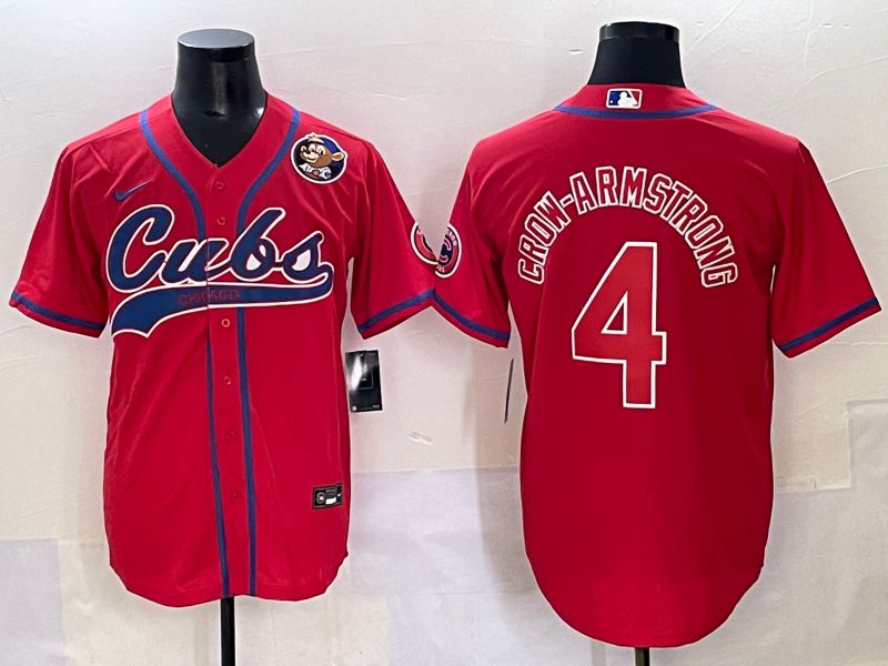 Men 2025 Chicago Cubs #4 Crow-Armstrong Red Joint Name Nike MLB Jersey style 5->chicago cubs->MLB Jersey